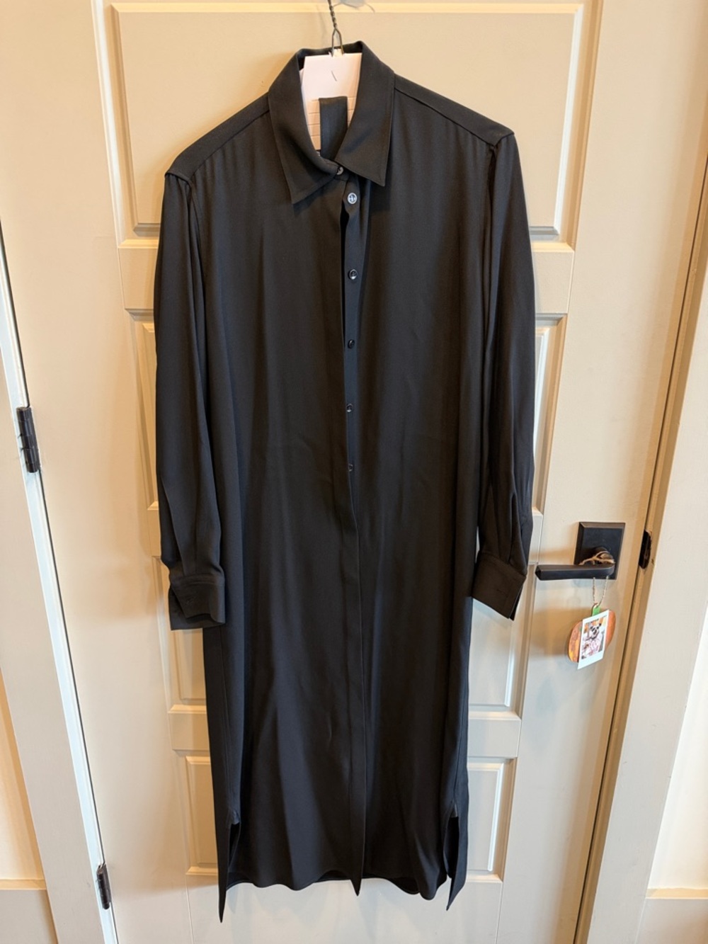 rosetta getty black long sleeve button down dress w belt